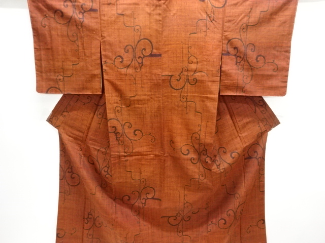 JAPANESE KIMONO / TSUMUGI / WOVEN ARABESQUE